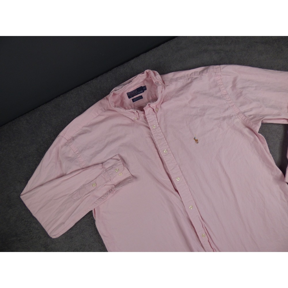 Polo Ralph Lauren Yarmouth Shirt Mens 18.5 Pink Cotton Oxford Button Down Long